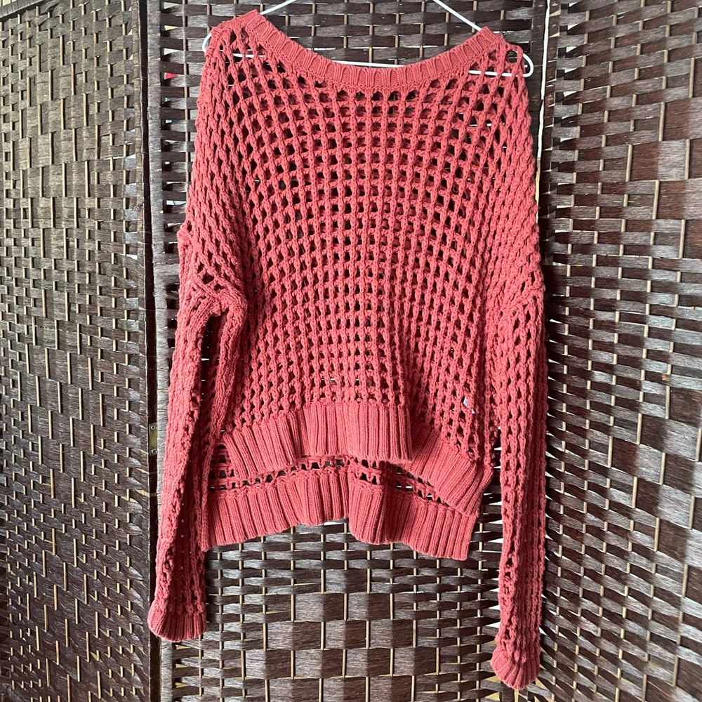 Express Burnt Orange Open Knit Pullover Sweater - Size Womens Small